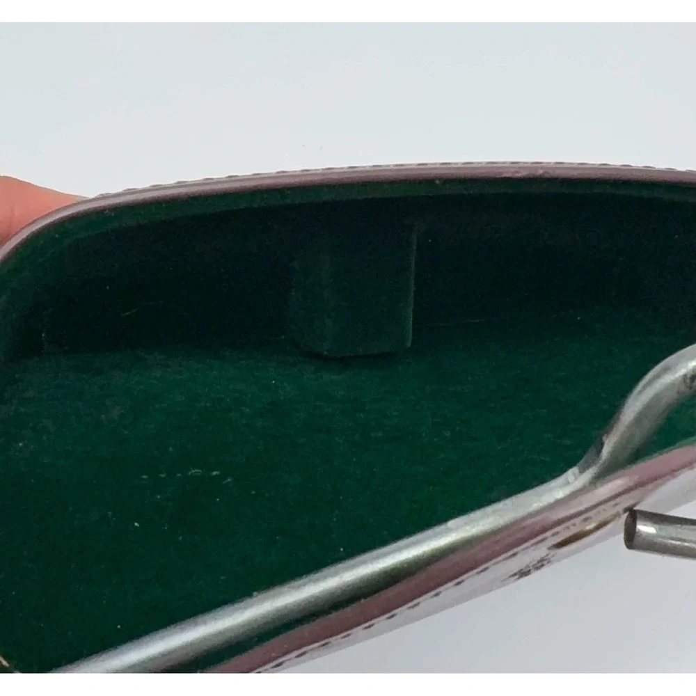 Vtg Polo Ralph Lauren Brown Leather Sunglass Eye Glass Case Green Lined Pony